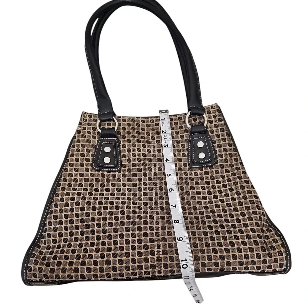 Nine & Co. Satchel Handbag Designer Purse Structured‎ Tote Bag Brown L Retro